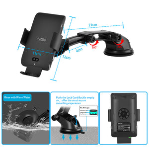 SKOXI Wireless Car Charger,10W/7.5W Qi Fast Charger Auto Clamping Infrared Sensor Car Mount