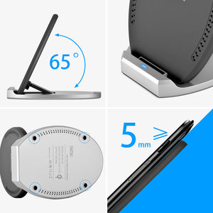 10W folding wireless charger, built in 3 charging coils, black