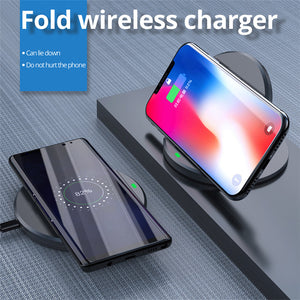 Folded wireless charger, 10W built in one charging coil, round