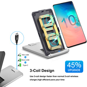 Folded wireless charger, 10W built in 3 charging coils